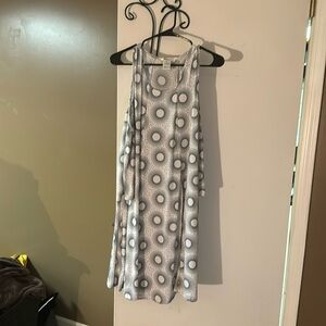 Black and white cold shoulder fit and flare dress.